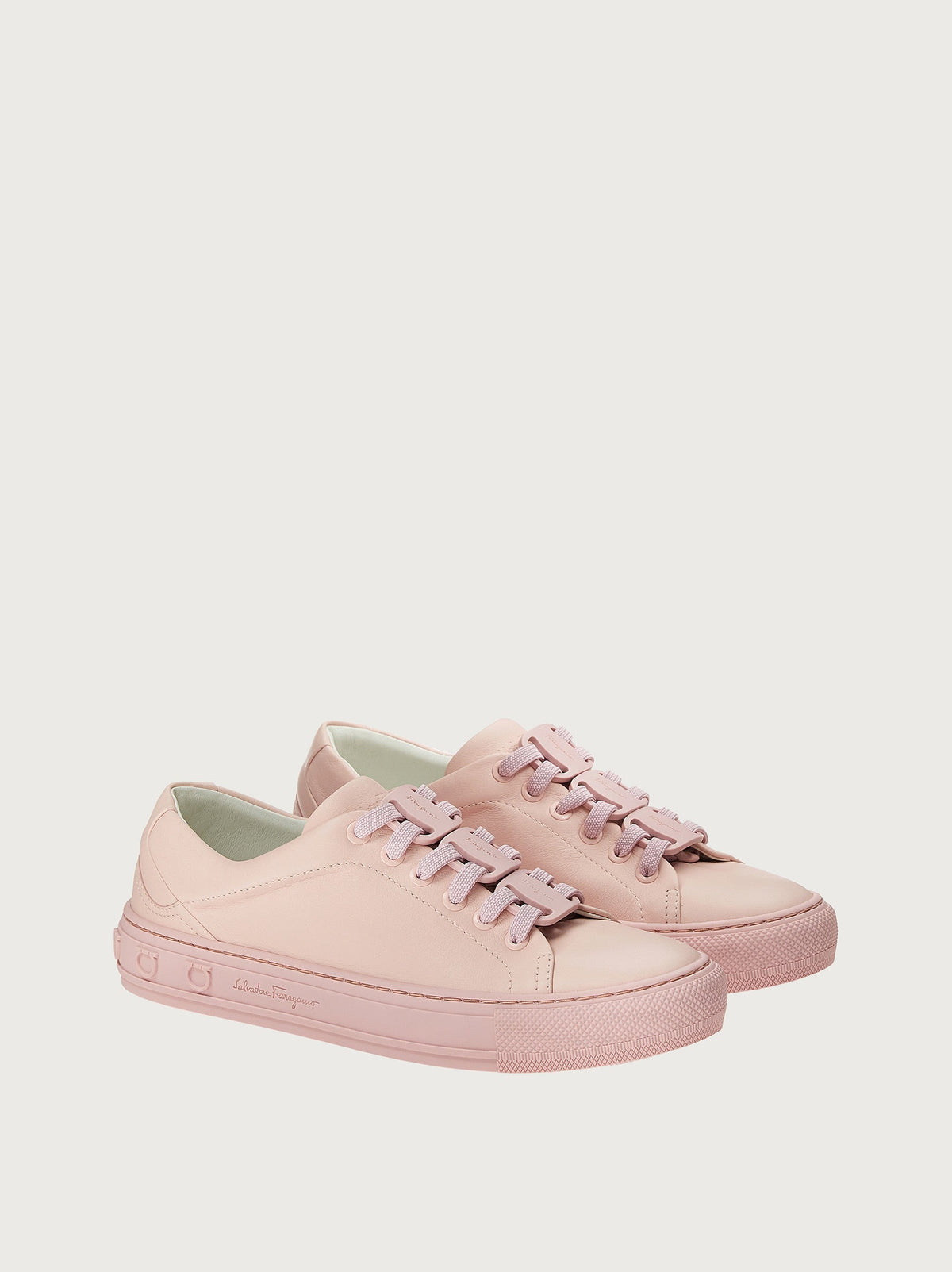 Light pink Salvatore Ferragamo Nadine sneaker, front angle view