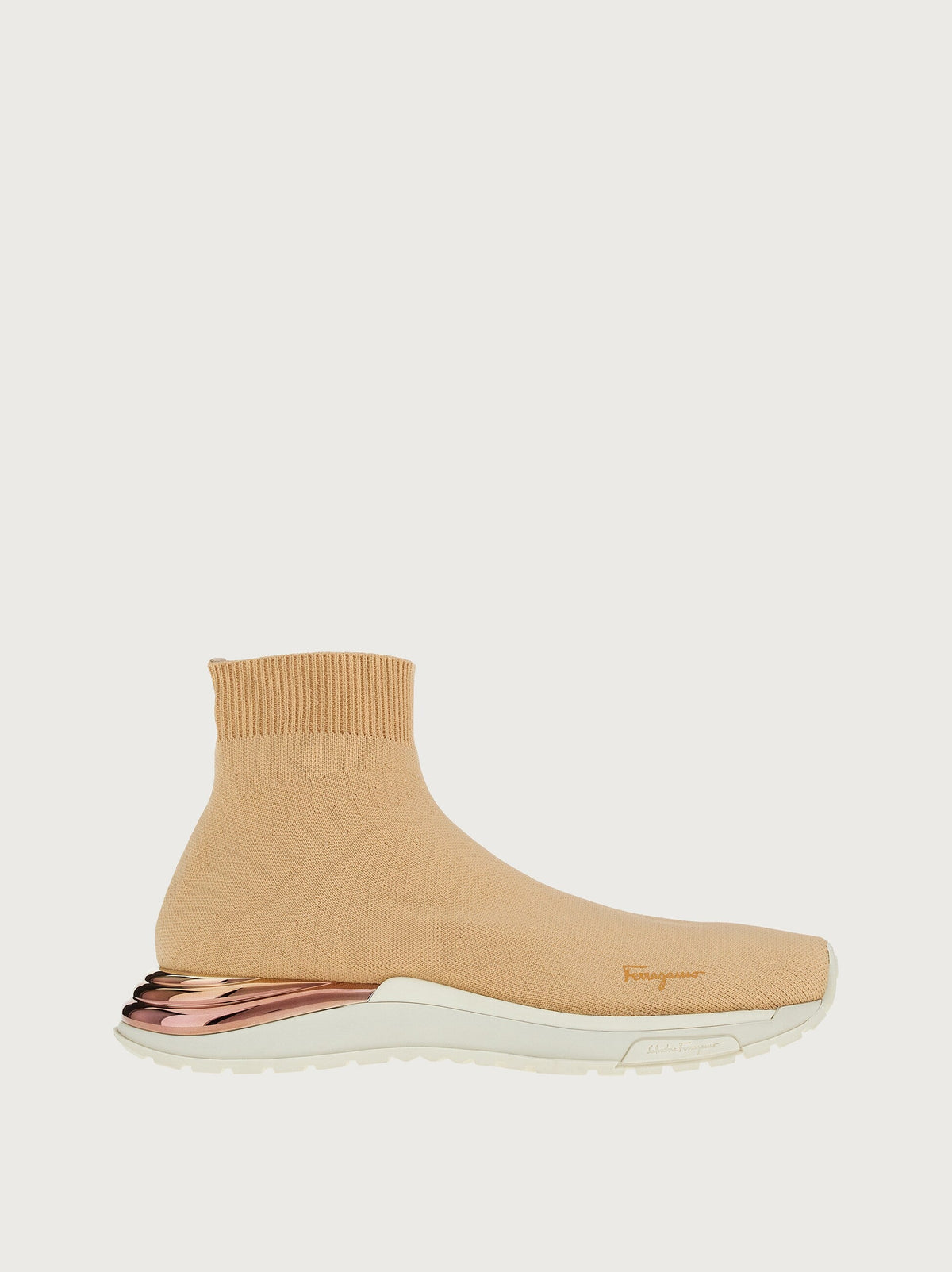 Beige Salvatore Ferragamo Ninette slip-on sneaker, side view