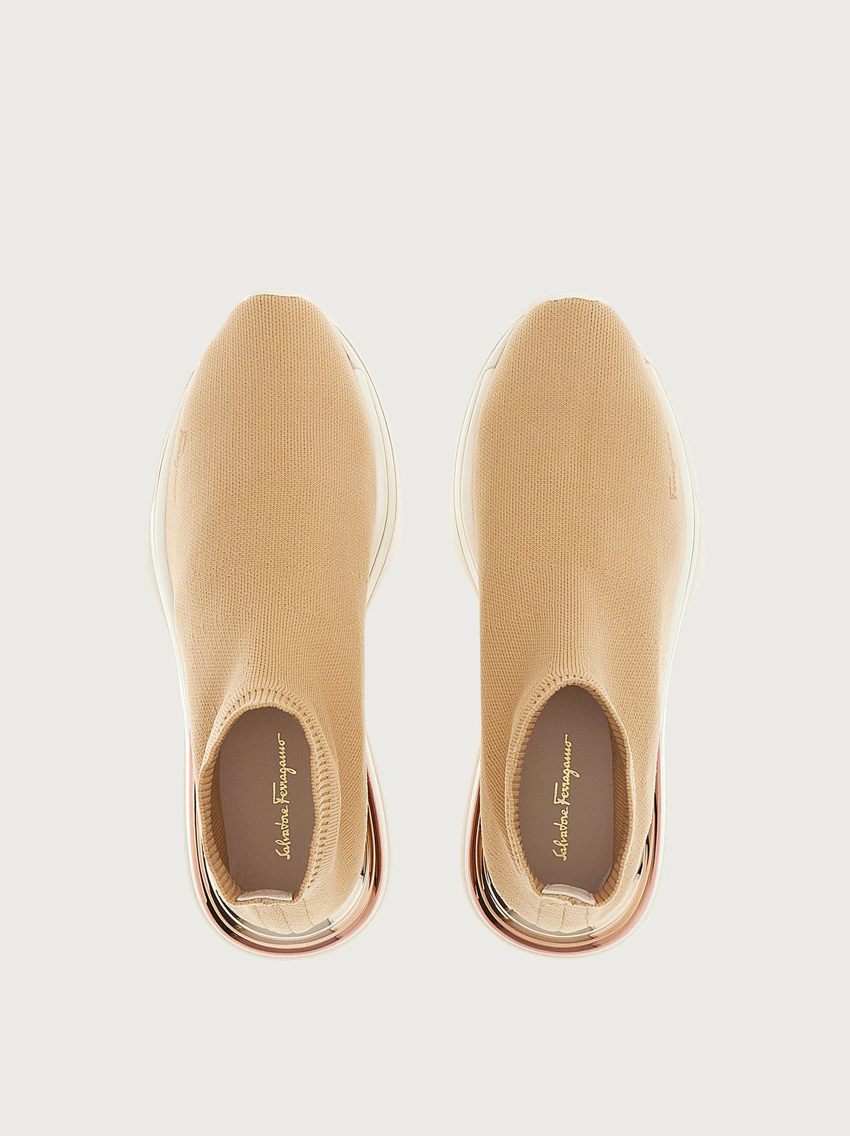 Beige Salvatore Ferragamo Ninette sneaker, front angle view