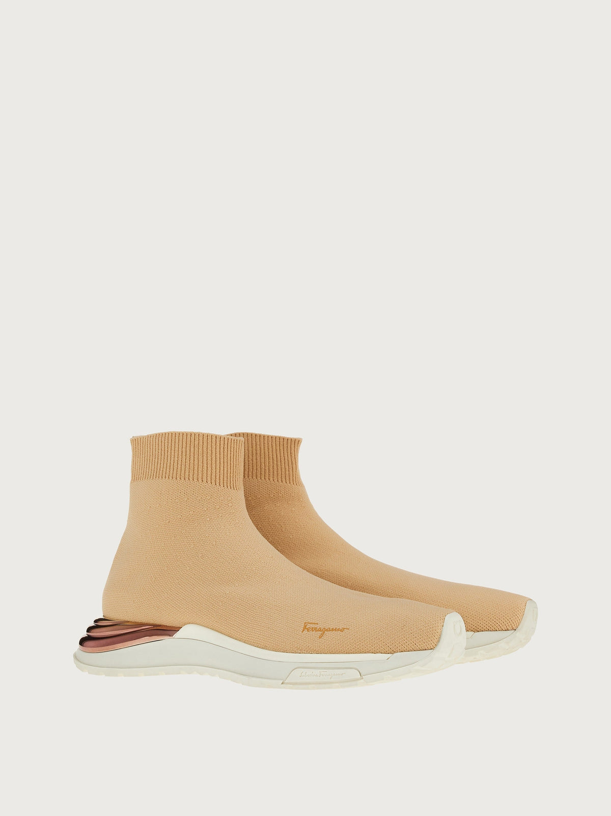 Beige Salvatore Ferragamo Ninette sneaker rubber sole, bottom view