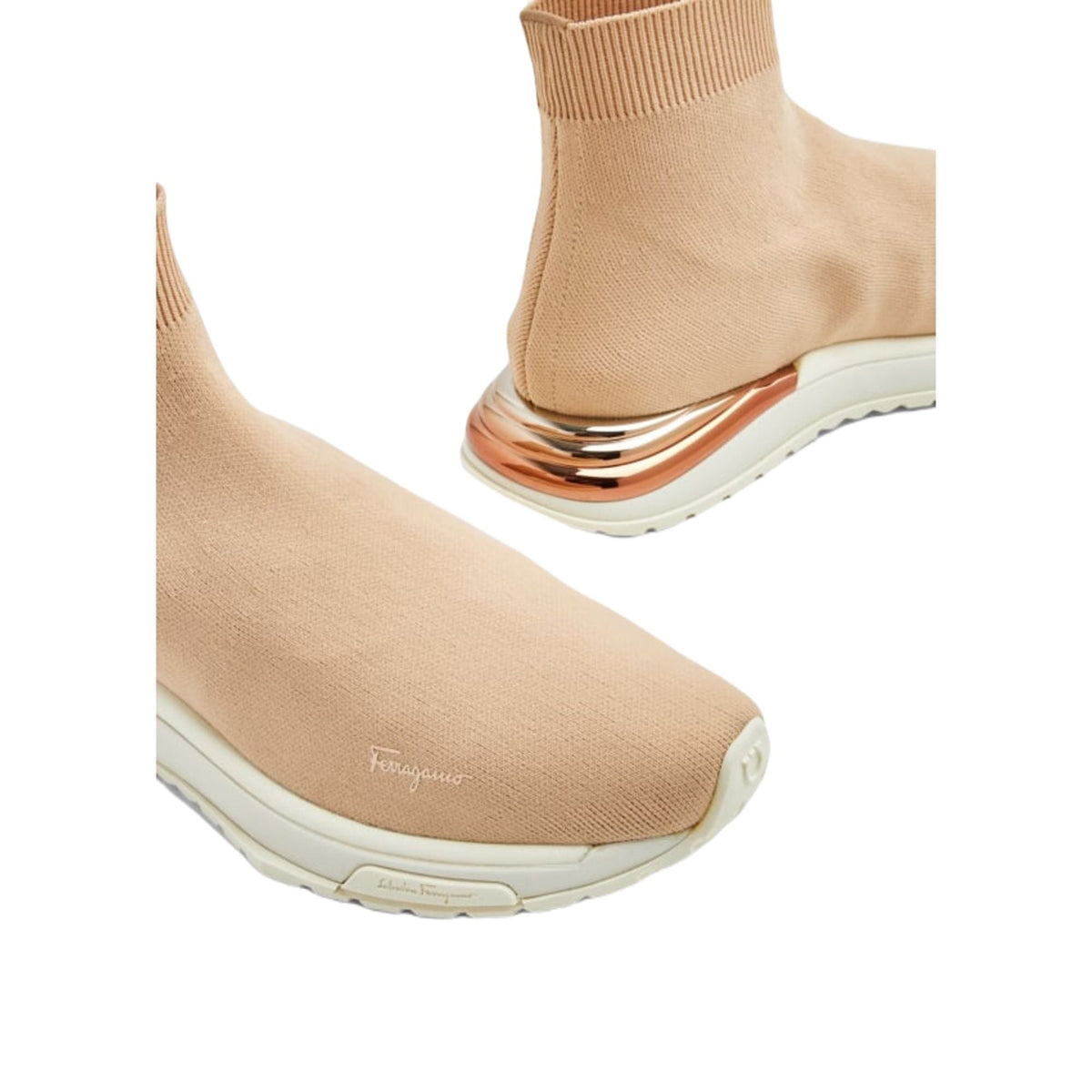 Beige Salvatore Ferragamo Ninette sneaker recycled polyester upper, detail view