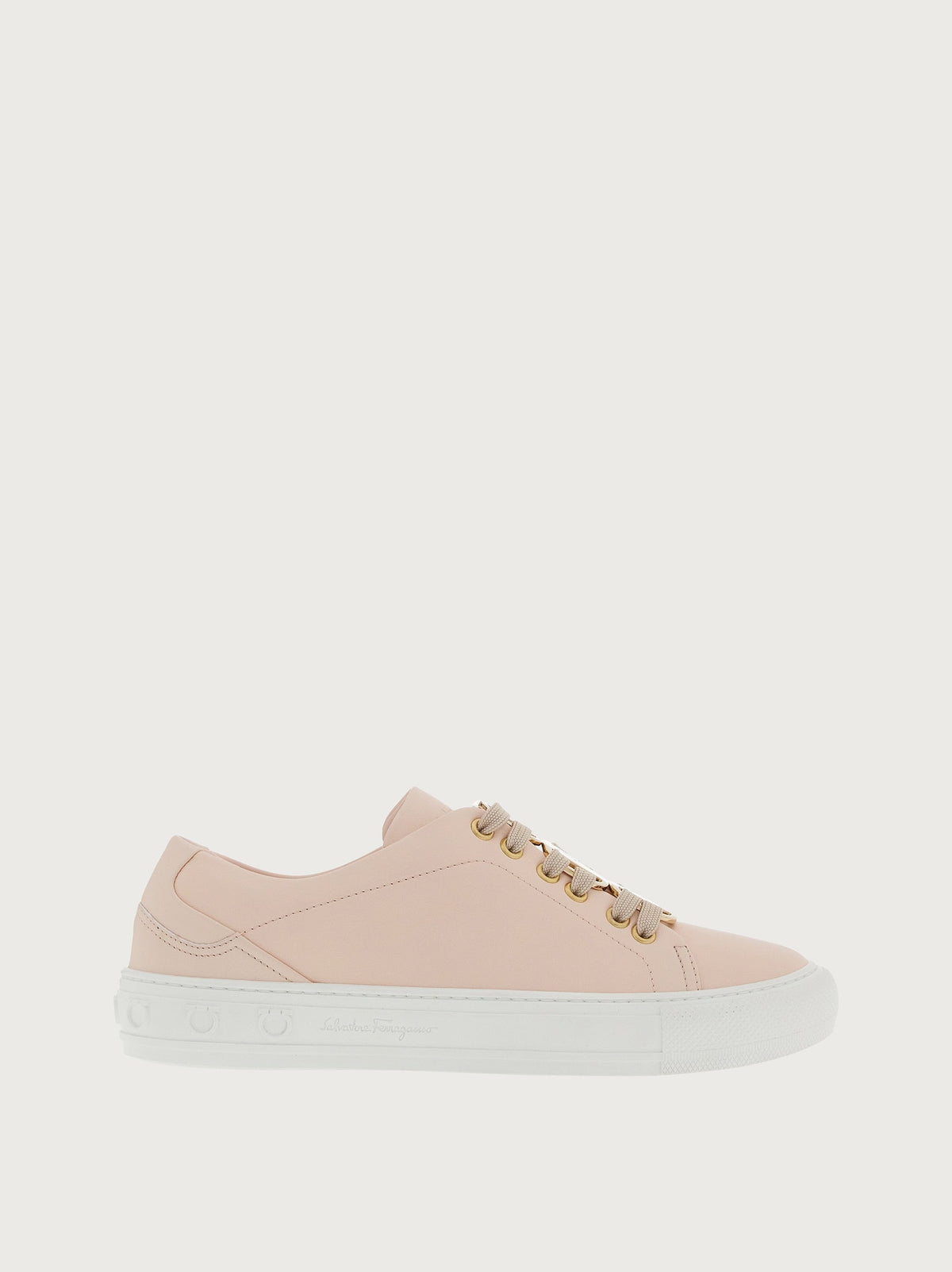 Light pink Salvatore Ferragamo Nadine platform sneaker, side view