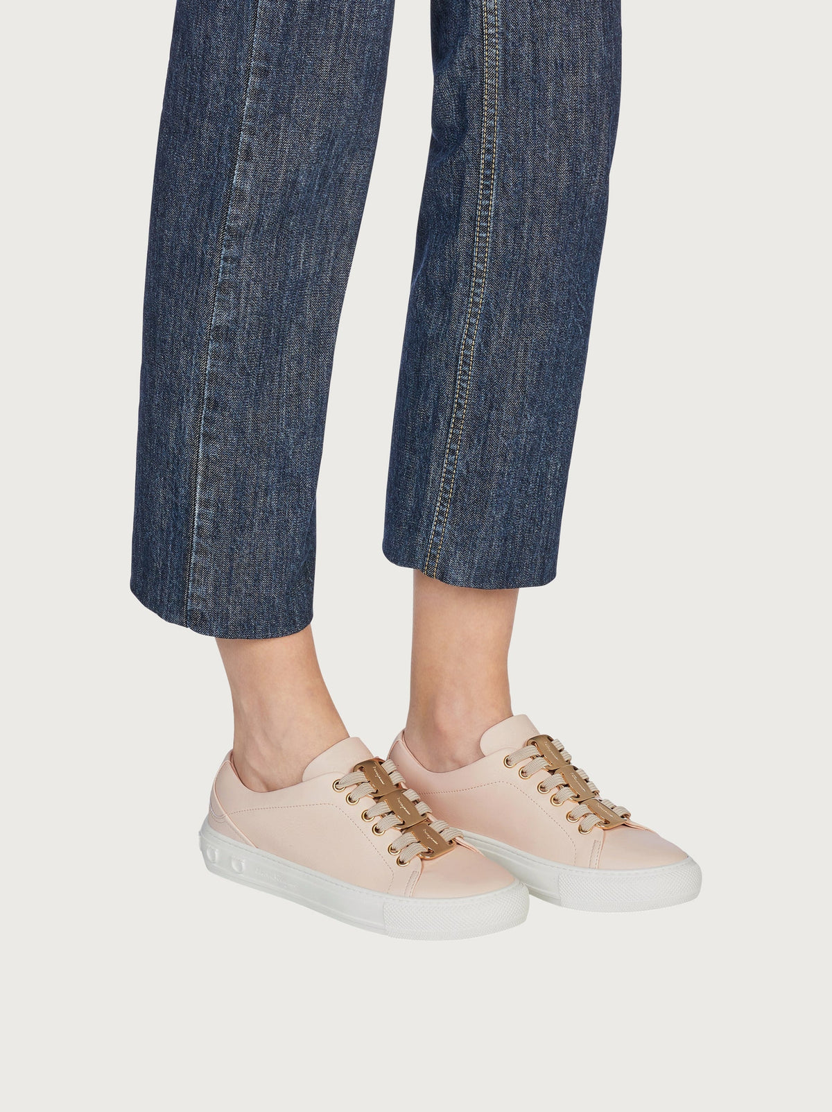 Light pink Salvatore Ferragamo Nadine platform sneaker, rear view
