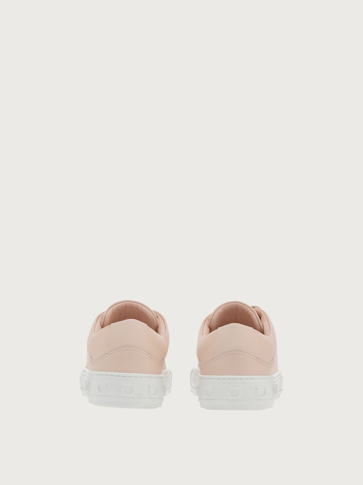 Salvatore Ferragamo Nadine sneaker white platform sole with embossed Gancini motif, detail view