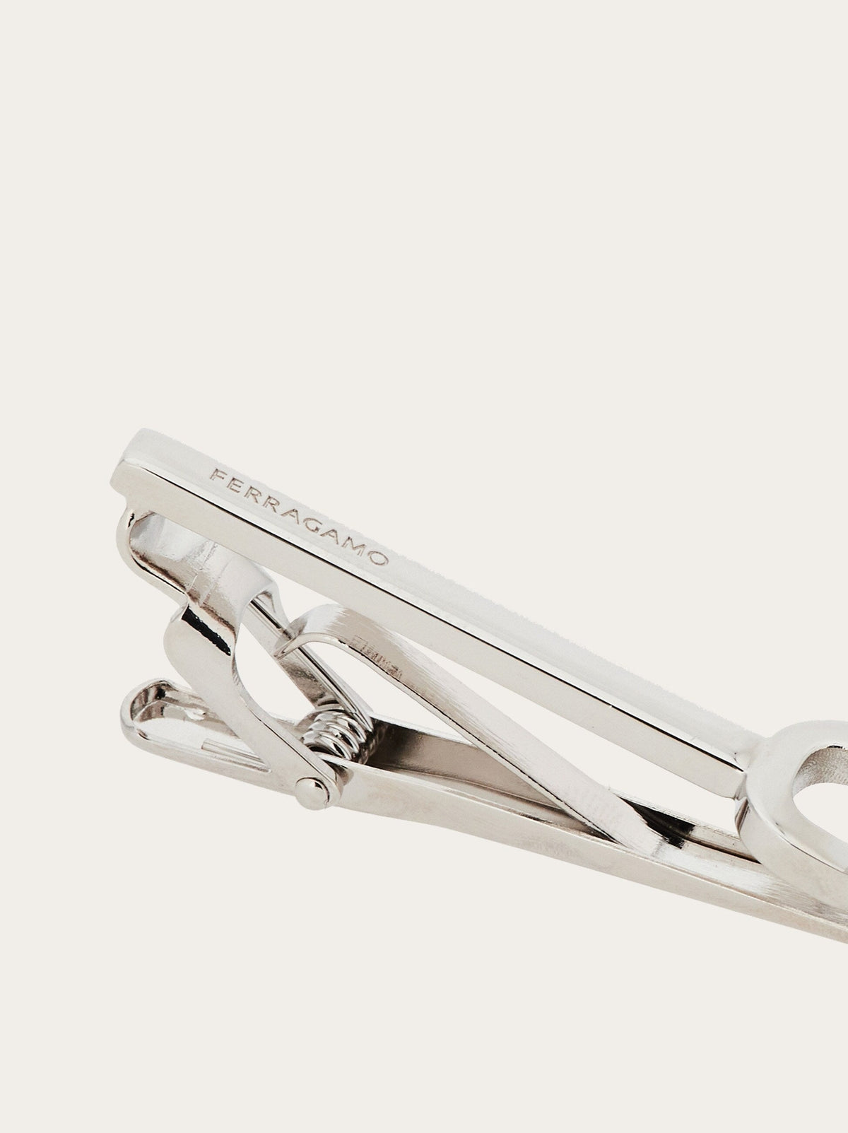 Salvatore Ferragamo silver-tone tiepin, side angle view