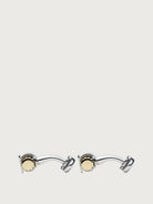 Salvatore Ferragamo ridged bar cufflinks in two-tone metal, close-up detail