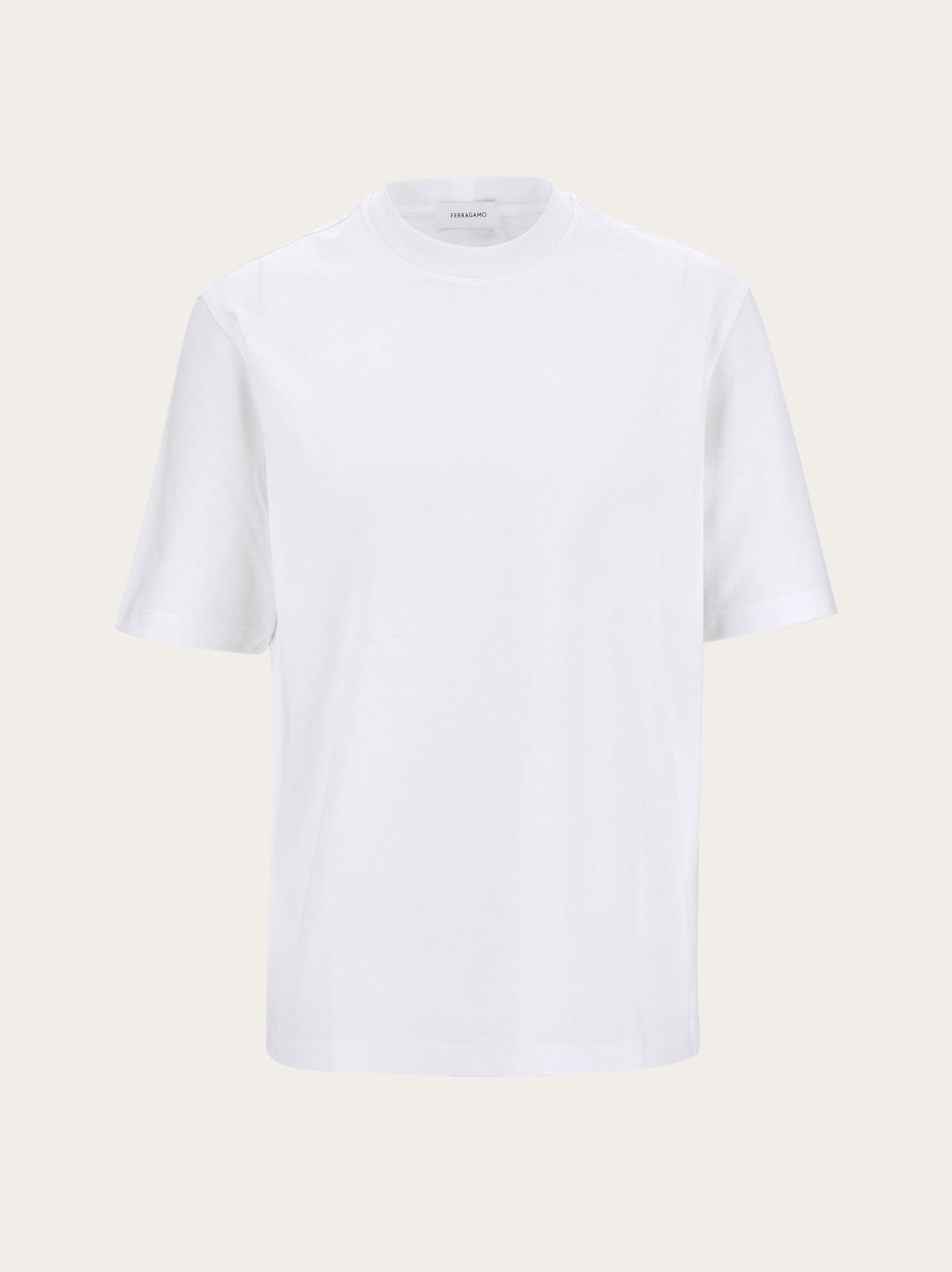 White Salvatore Ferragamo crew-neck t-shirt with tonal logo, front view