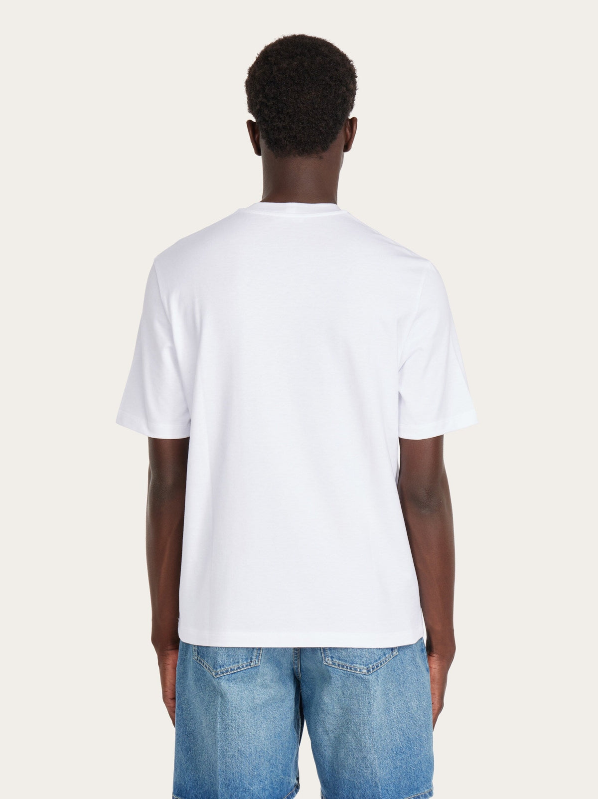 White Salvatore Ferragamo crew-neck t-shirt, side view