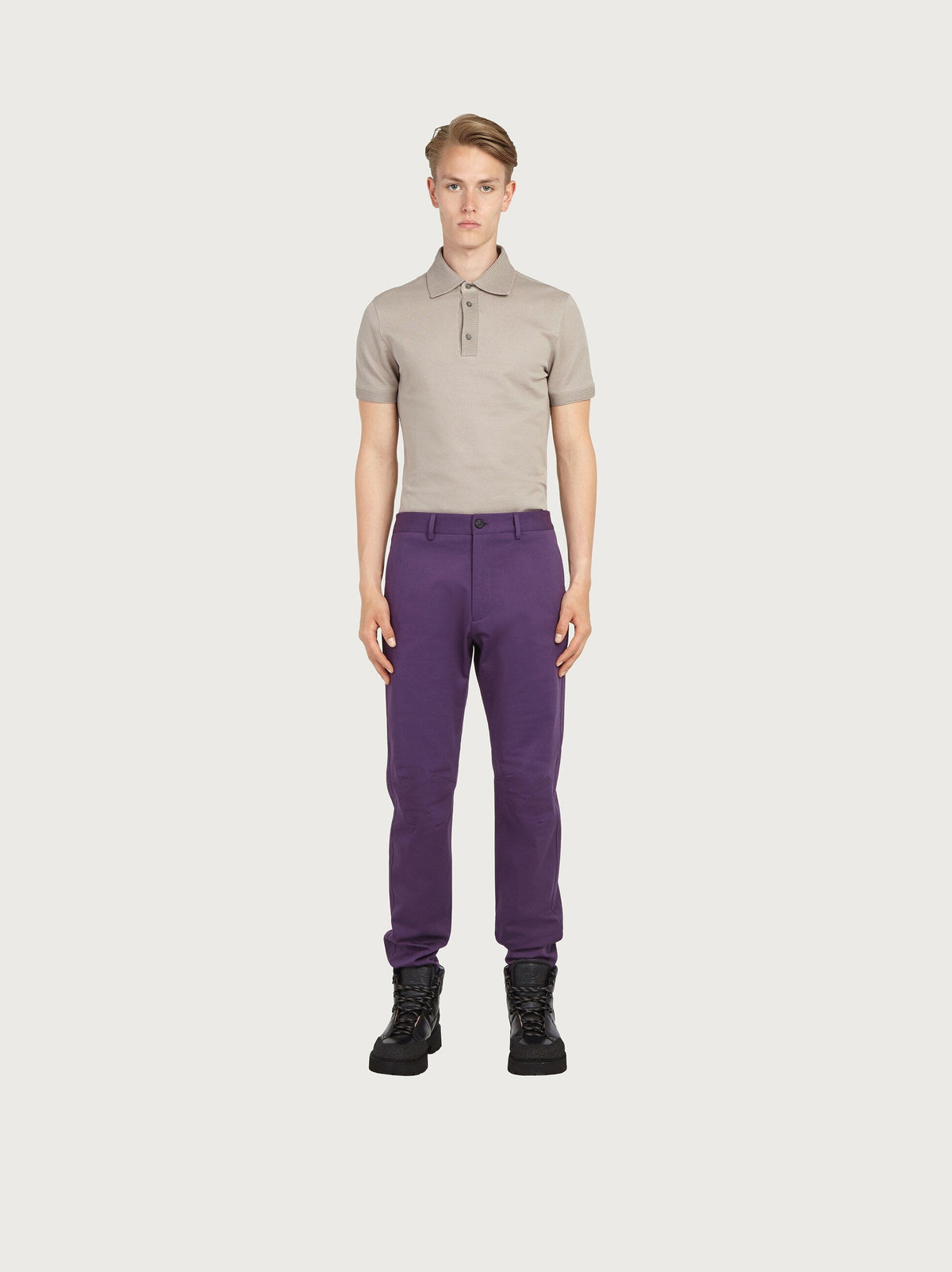 Purple Salvatore Ferragamo sport trousers, back view