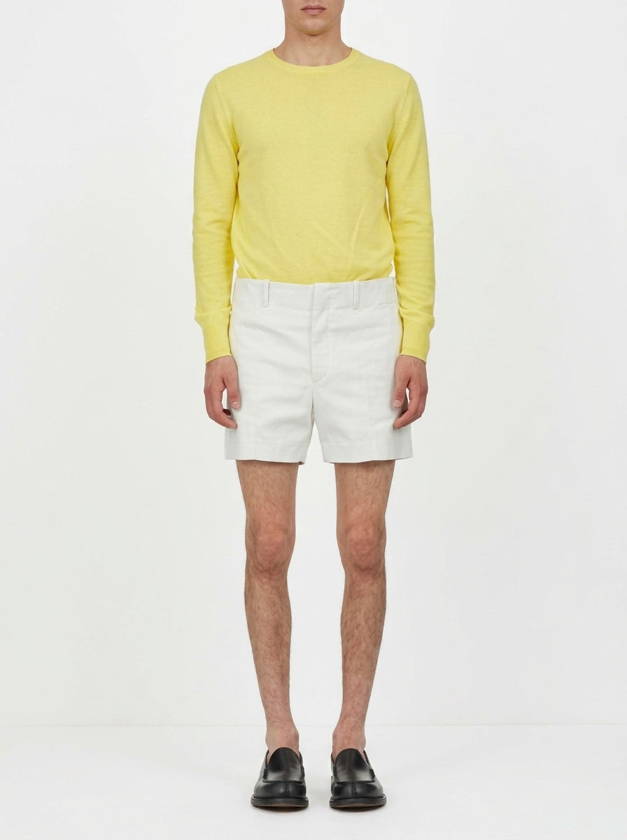 Cream Salvatore Ferragamo tailored trousers, front view