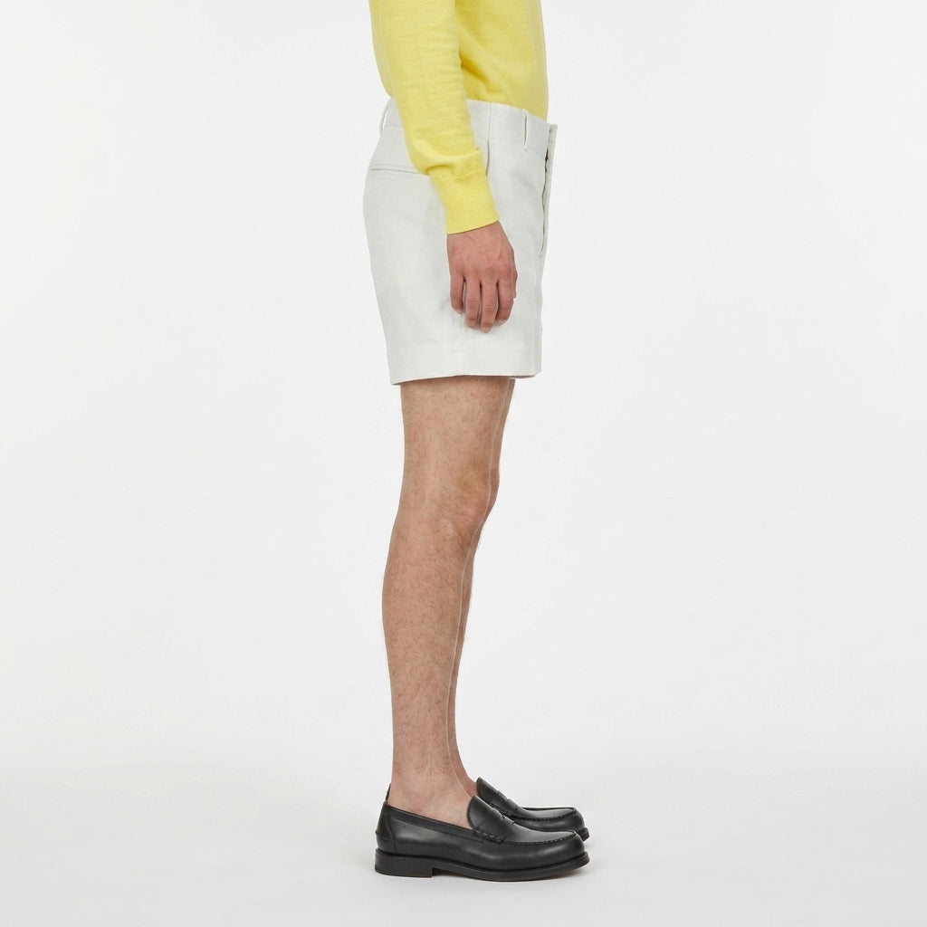 Cream Salvatore Ferragamo flat-front trousers, side view