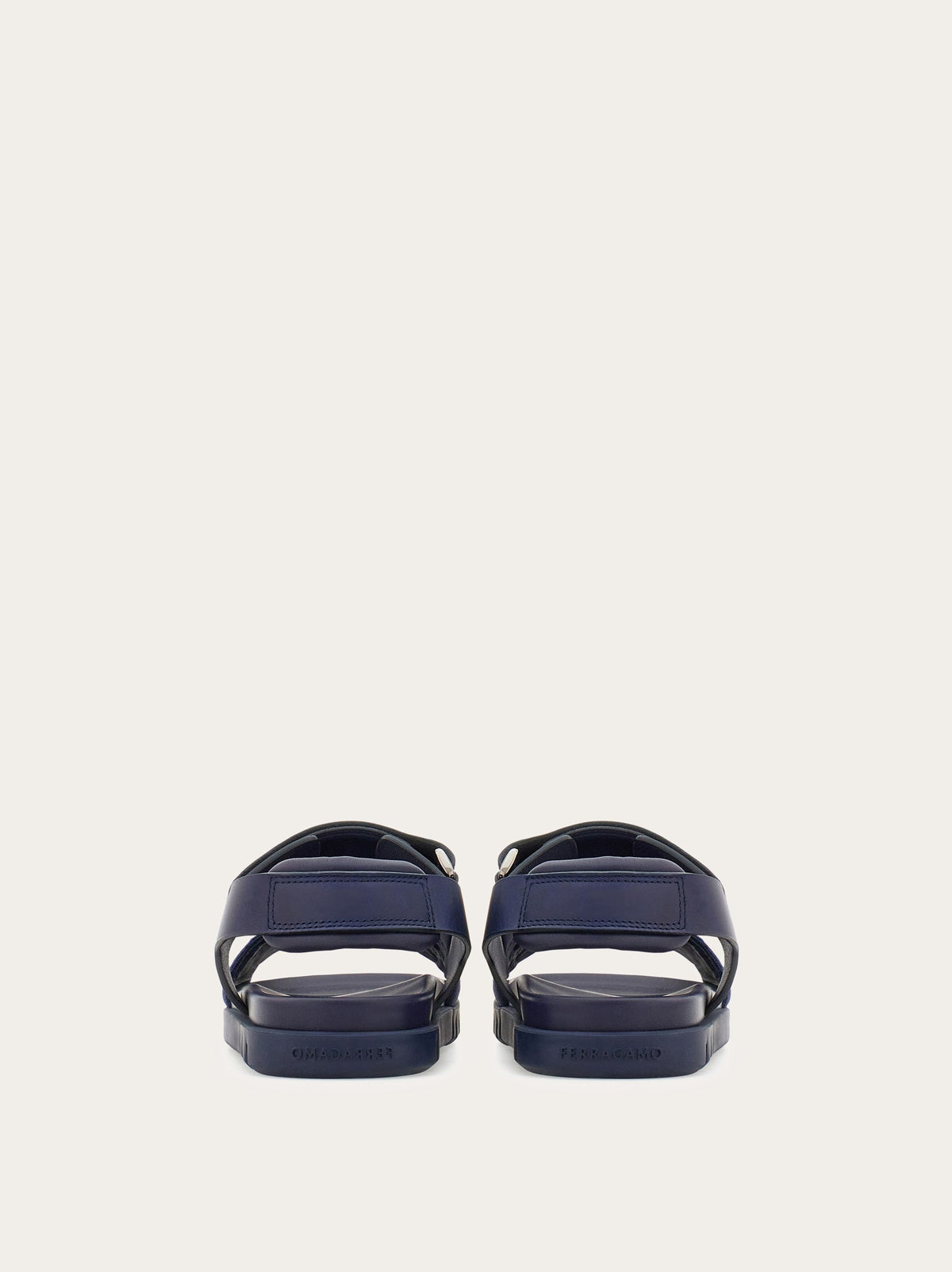 Blue Salvatore Ferragamo Day Res sandal with molded footbed, bottom view