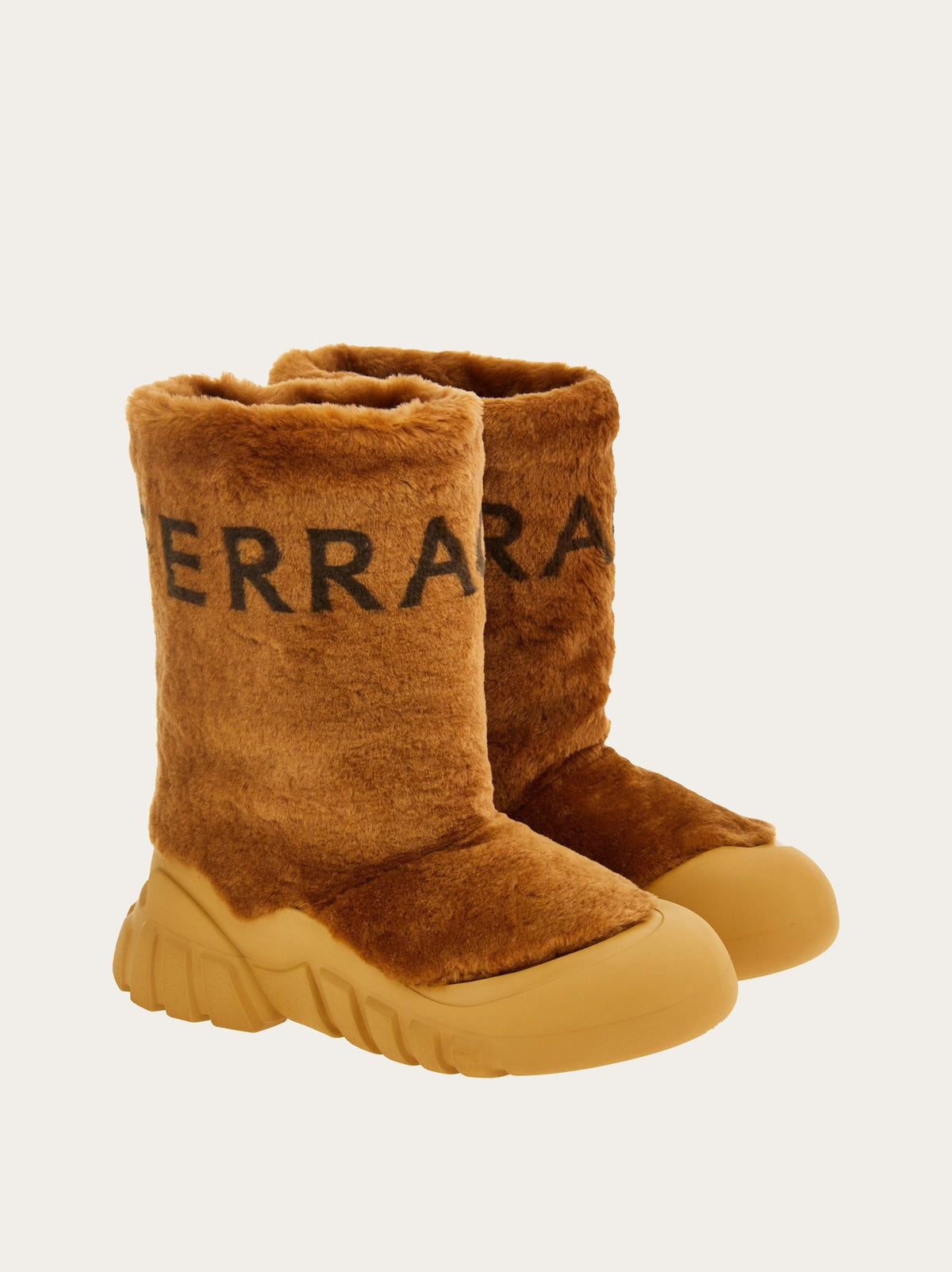 Medium brown shearling Delphi boot by Salvatore Ferragamo, opposite side
