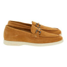 Salvatore Ferragamo suede slip-on with contrast outsole, bottom view