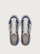 Navy blue Salvatore Ferragamo Cassina sneakers with suede rear panel, rear angle