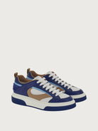 Navy blue Salvatore Ferragamo Cassina sneakers, front view with round toe