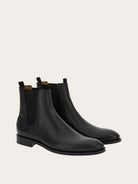 Black leather Chelsea boot by Salvatore Ferragamo, elastic gusset detail