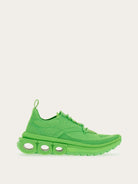 Neon lime green Salvatore Ferragamo Nima running sneakers, side view