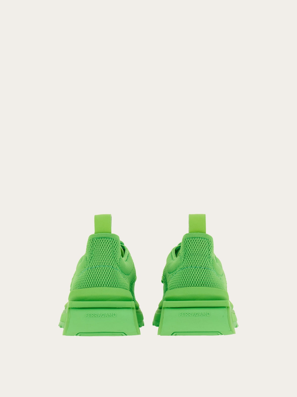 Salvatore Ferragamo Nima running sneakers in neon lime green, top view