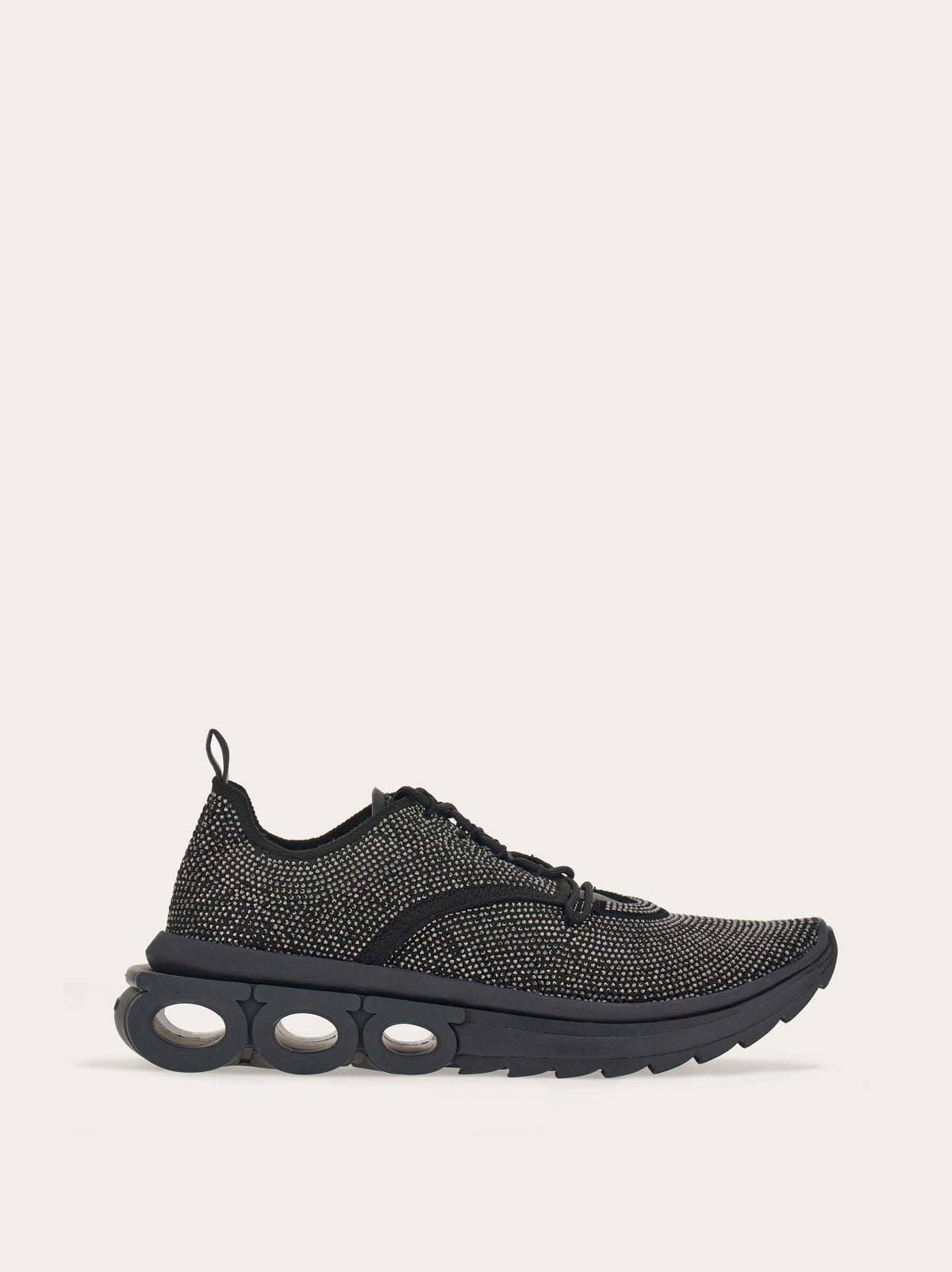 Black Salvatore Ferragamo Nima rhinestone sneakers, side view