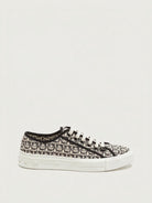 Beige Salvatore Ferragamo Anson sneakers with Gancini jacquard canvas, side view