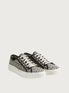 Salvatore Ferragamo Anson sneakers in beige Gancini canvas, rear view