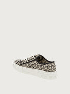 Beige Ferragamo Anson sneakers with jacquard pattern detail, top view