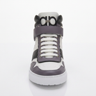 White and lavender-grey Salvatore Ferragamo high-top sneaker, opposite side view