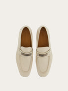 Salvatore Ferragamo cream leather moccasin, front three-quarter view