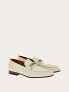 Salvatore Ferragamo leather moccasin in cream, rear view