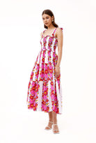 Floral Mia dress showing tiered skirt construction, back view by Beyond by Vera