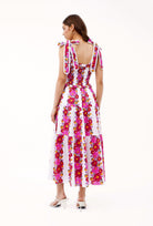 Floral cotton cambric dress with sleeveless design, rear angle by Beyond by Vera