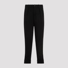 Black wool jogger pants with straight-leg cut by Ralph Lauren Purple Label, back view
