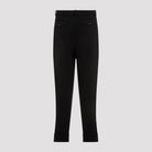 Black wool jogger pants detail of flap pockets by Ralph Lauren Purple Label, close-up