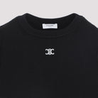 Black Celine wool blend top with crew neckline, full view