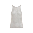 Beige Tom Ford lurex knit top with halter neckline, side view