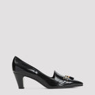 Black calfskin Celine Queen Pumps with gold-tone Triomphe detail, side view