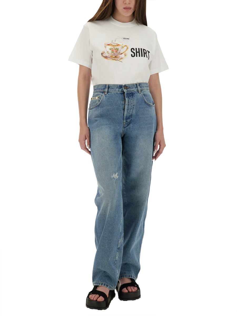TSHIRT WITH PRINT MOSCHINO COUTURE