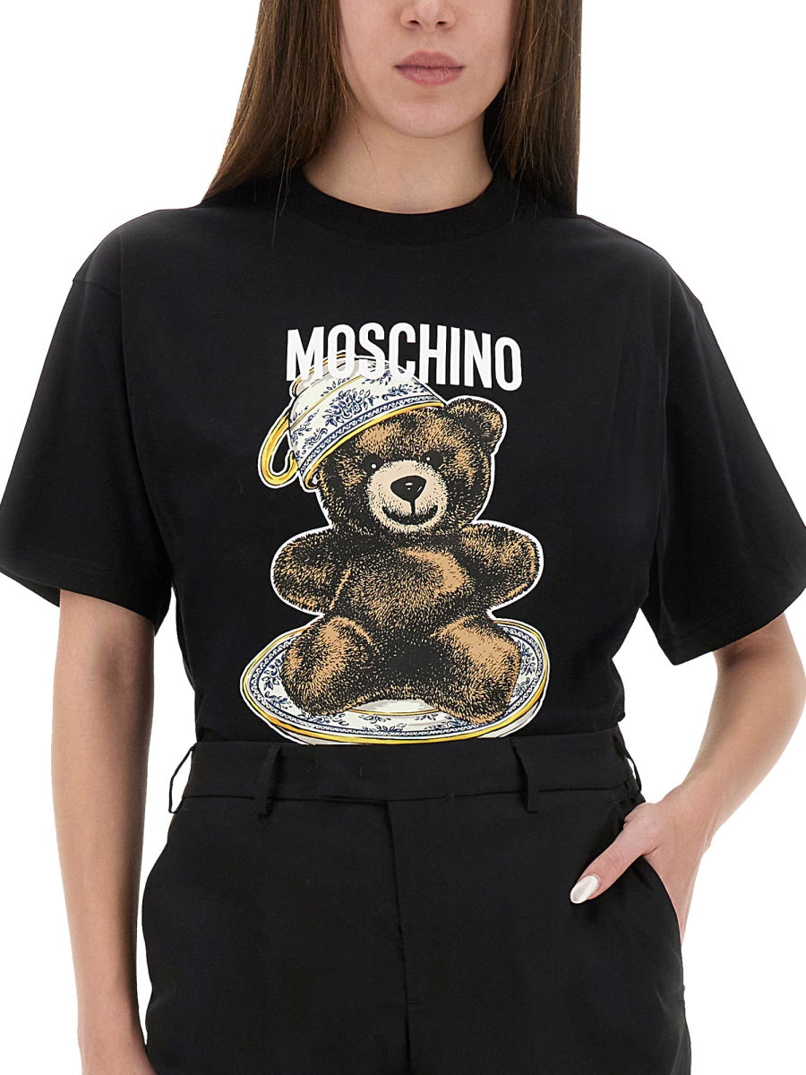 TSHIRT WITH TEDDY PRINT MOSCHINO COUTURE