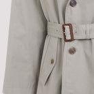 Beige Balenciaga military coat with checked lining, interior detail by Balenciaga