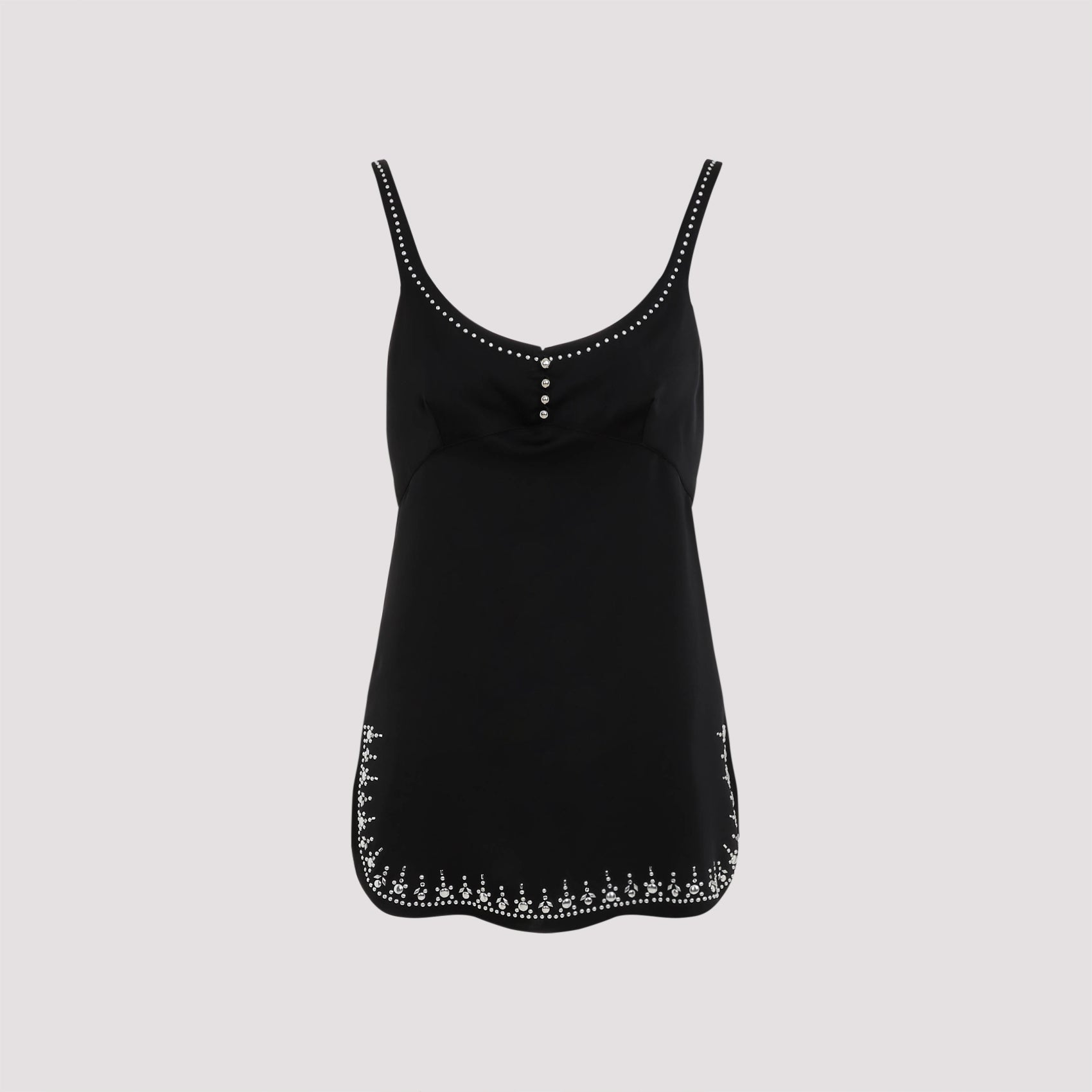 Black Rabanne mini dress with button fastening, back view by Rabanne