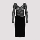 Black Givenchy midi dress with logo print bodice, front view