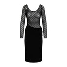 Black Givenchy midi dress with draped waist detail, side angle