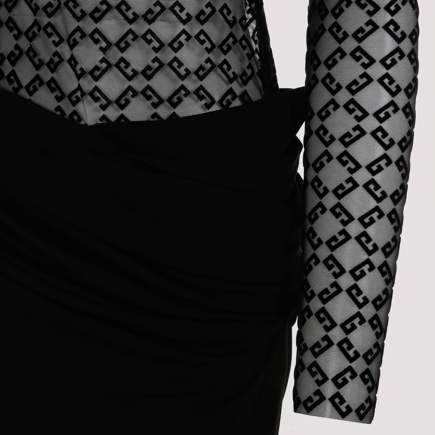 Black Givenchy midi dress with side zipper, full length view
