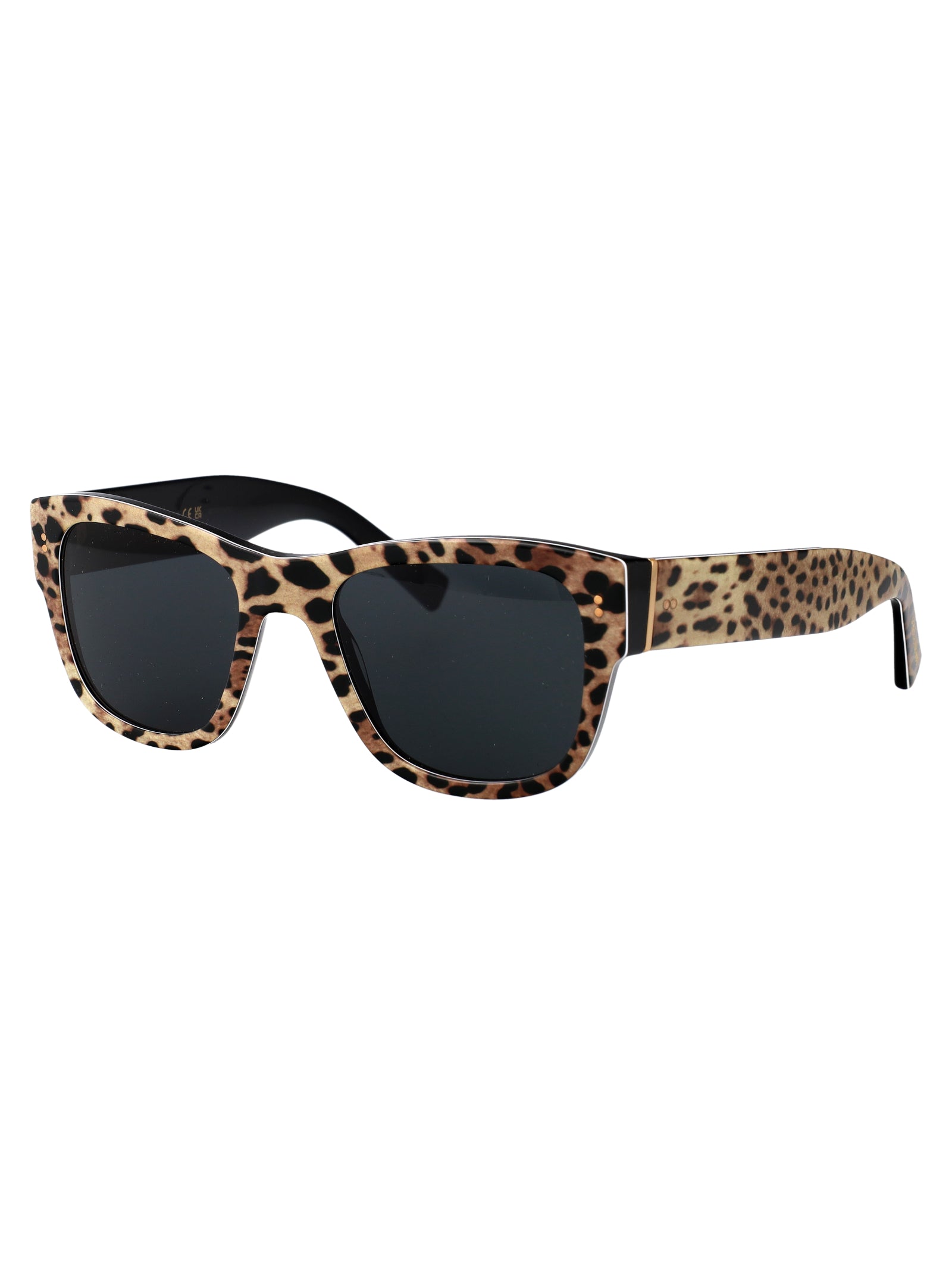 TOP CON STAMPA LEOPARDO SU NERO ACETATE SUNGLASSES Dolce & Gabbana