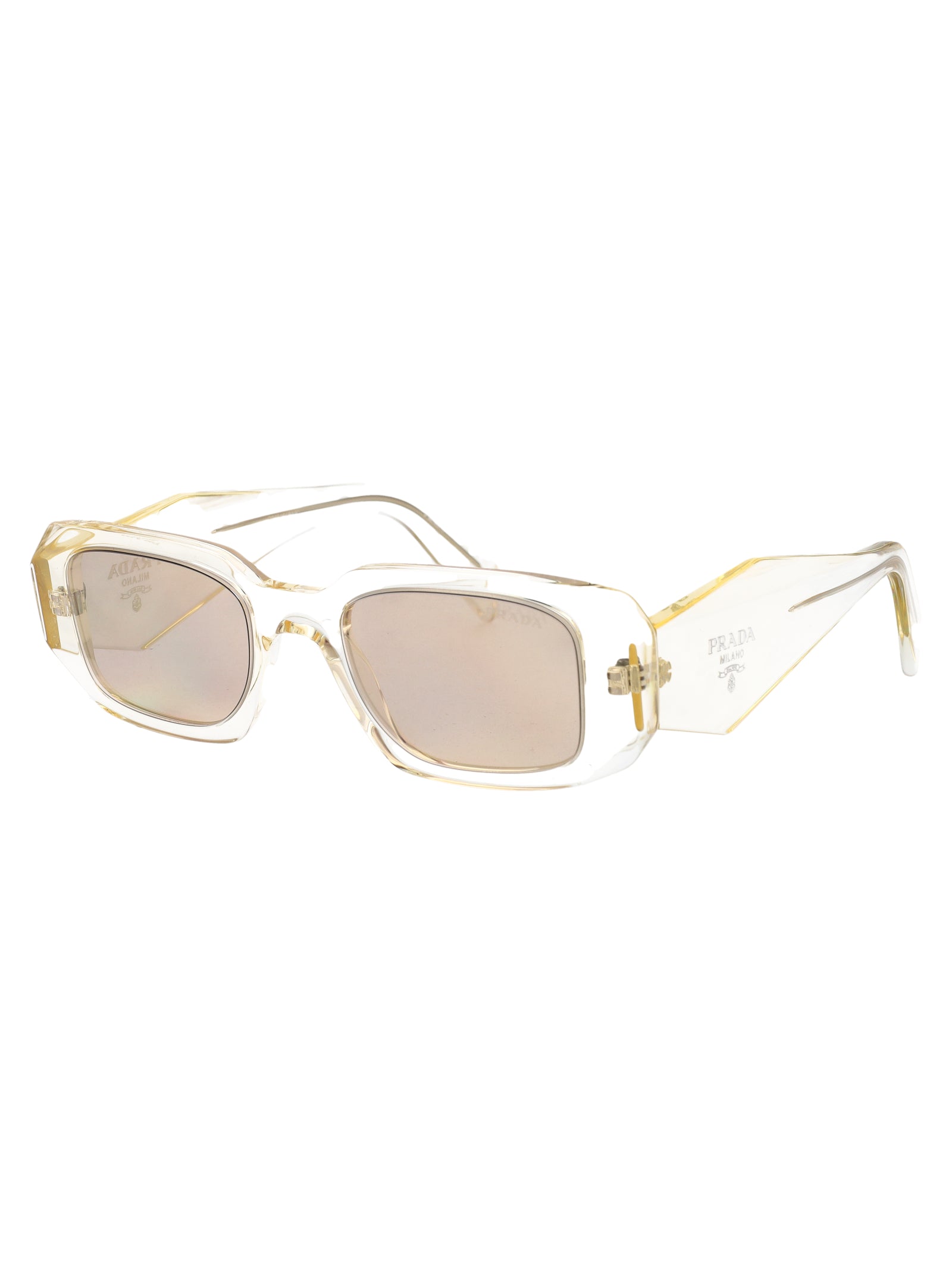 CHAMPAGNE TRASPARENTE ACETATE SUNGLASSES Prada
