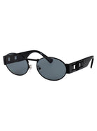 MATTE BLACK STEEL SUNGLASSES Versace