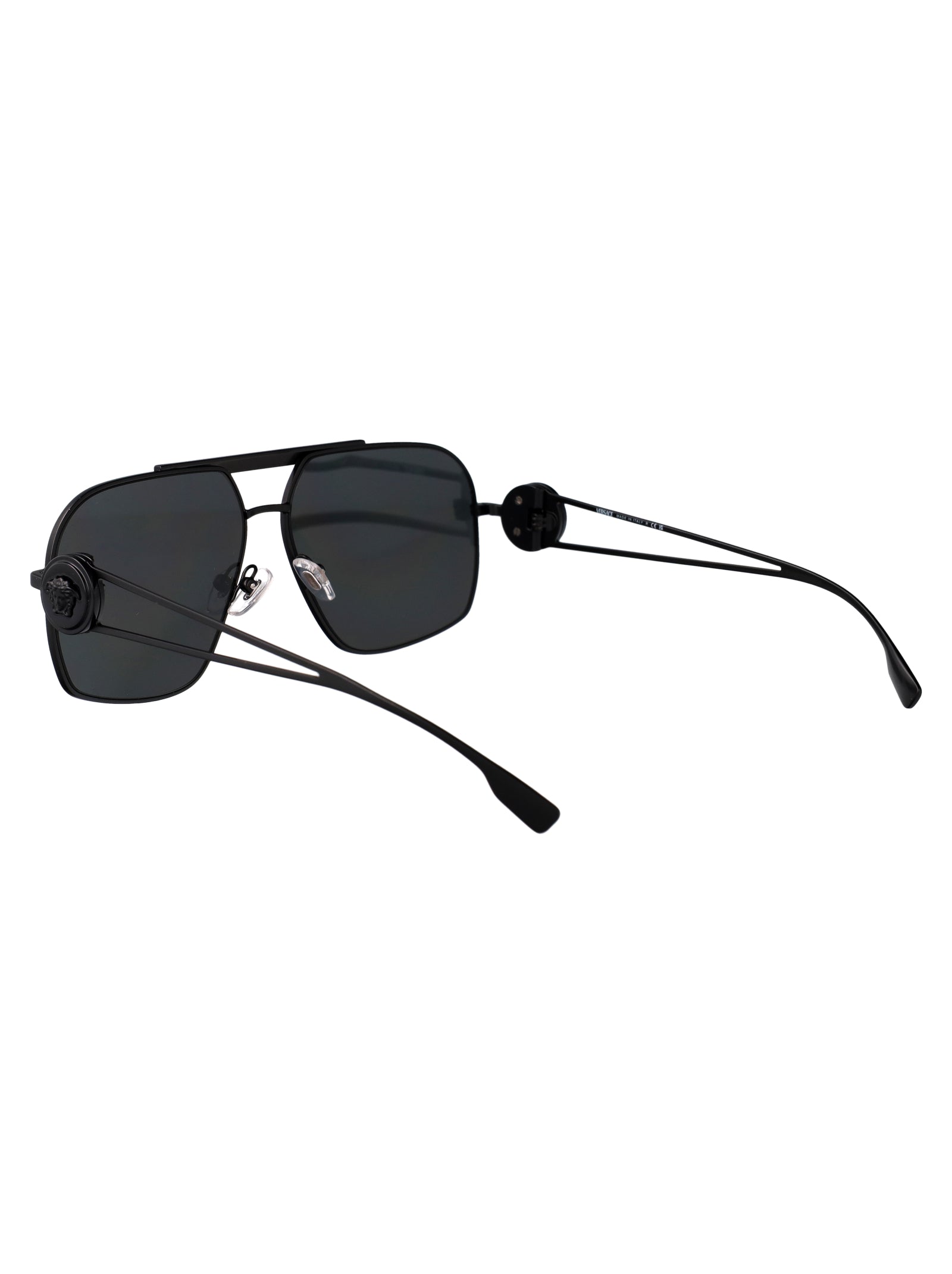 MATTE BLACK STEEL SUNGLASSES Versace