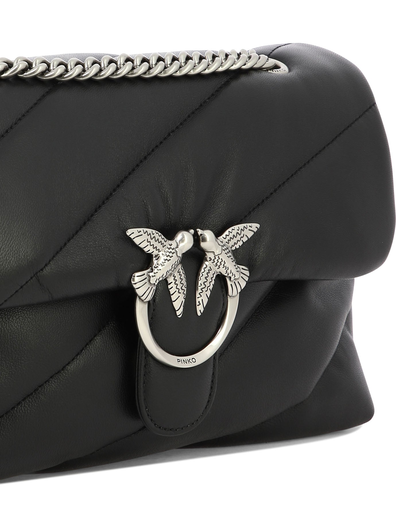 BLACK LEATHER CROSSBODY BAG Pinko