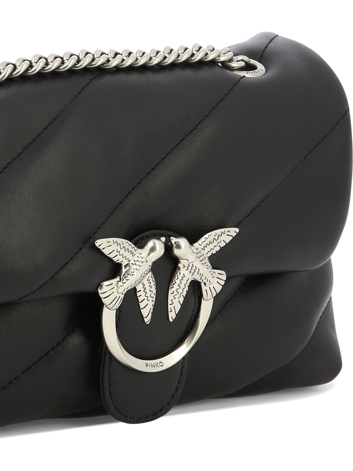 BLACK LEATHER CROSSBODY BAG Pinko